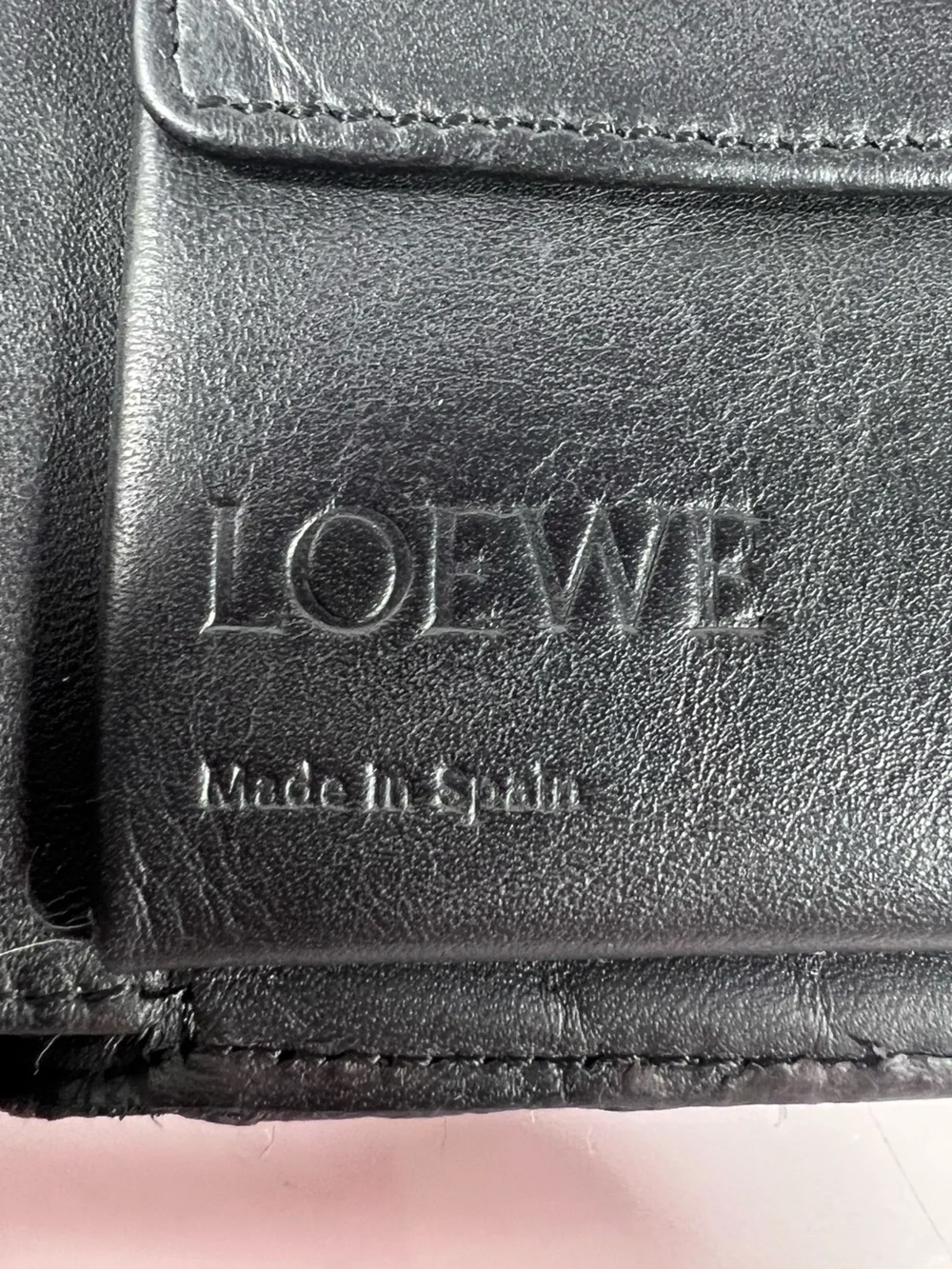 1258: Loewe Anagram Bifold Leather Wallet Black